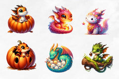 Cute Woodland Dragons Clipart Bundle - CraftNest - Digital Crafting and Art