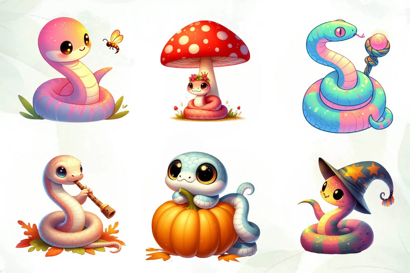 Cute Woodland Snakes Clipart Bundle - CraftNest - Digital Crafting and Art