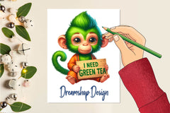 Cute Animals I Need Green Tea Clipart Bundle - CraftNest - Digital Crafting and Art