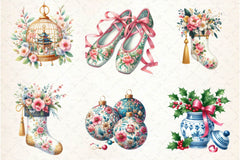 Coquette Chinoiserie Christmas Clipart Bundle - CraftNest - Digital Crafting and Art