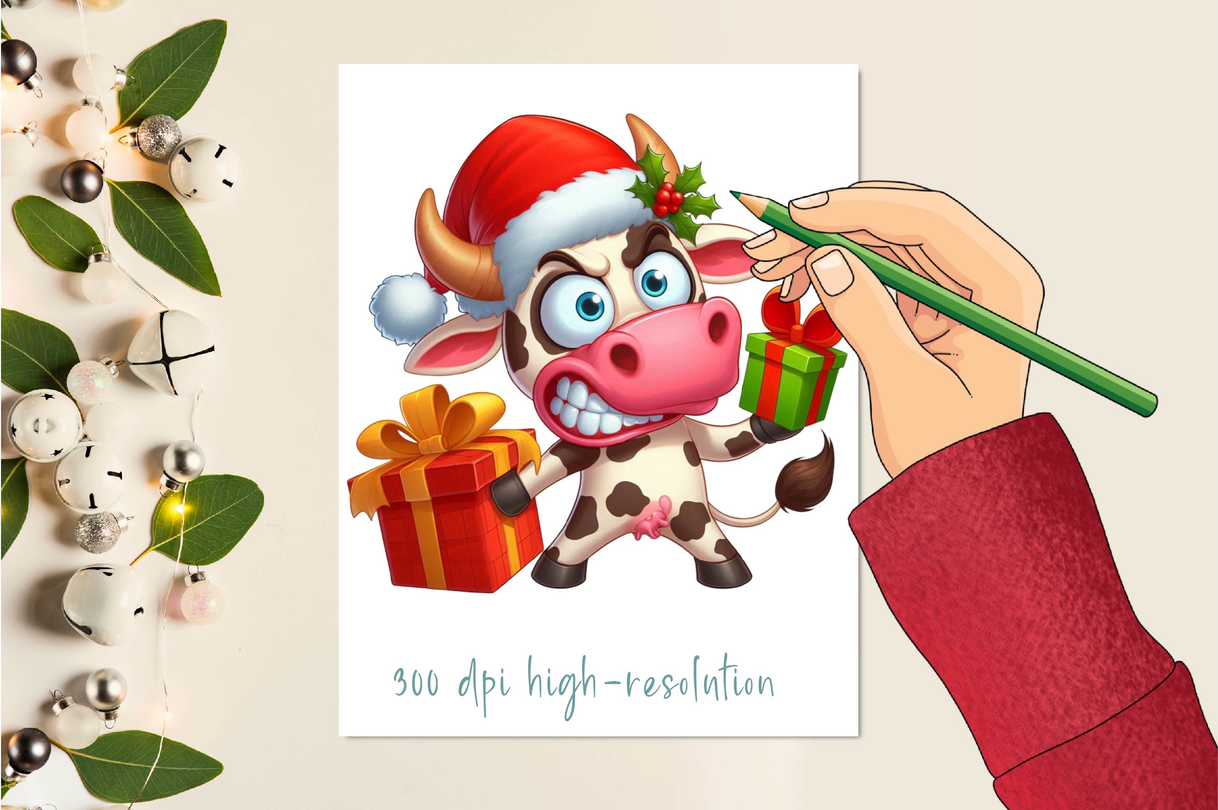 Funny Christmas Cow Clipart Bundle - CraftNest - Digital Crafting and Art