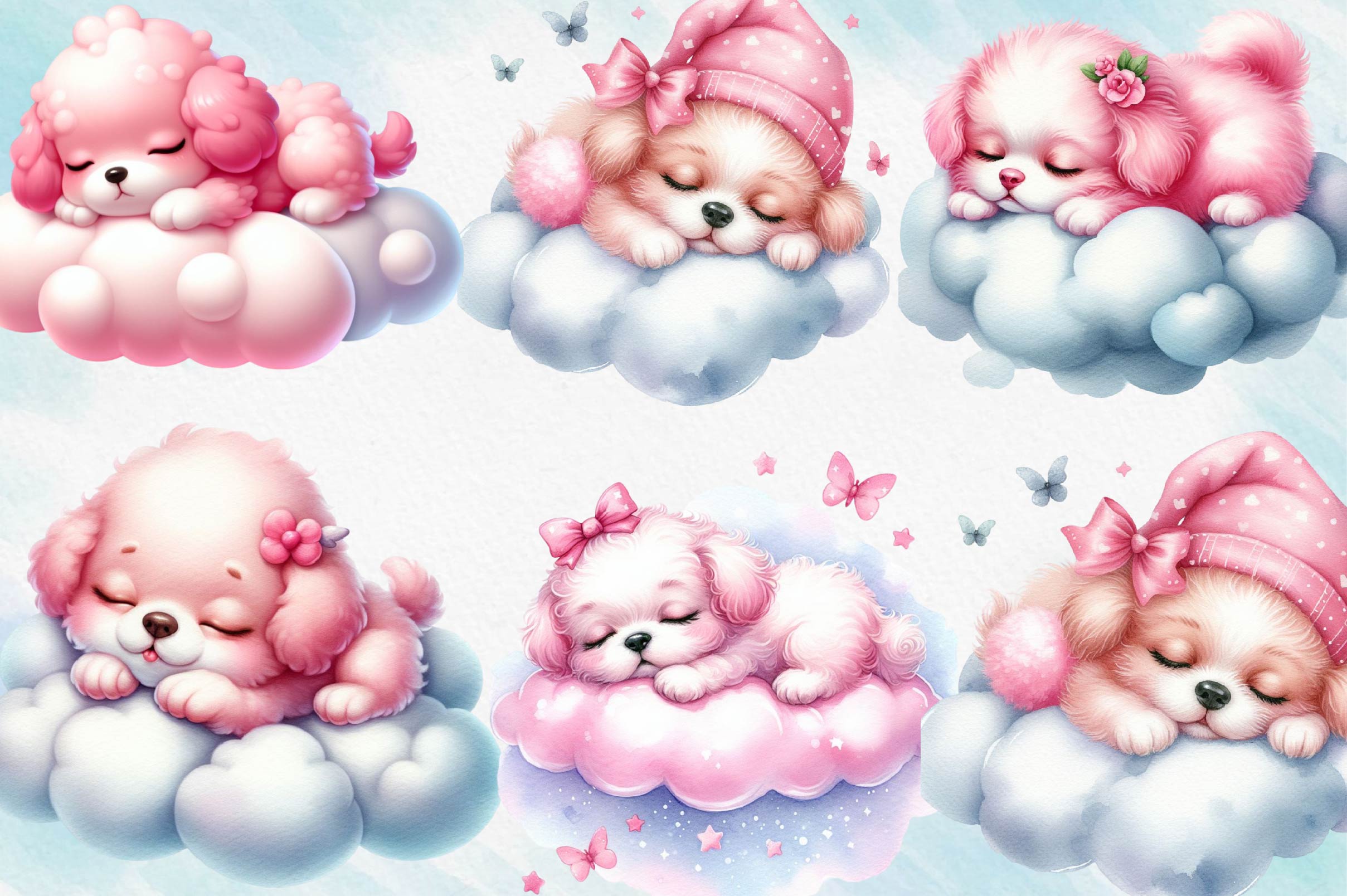 Watercolour Sleeping Cow Clipart Bundle - CraftNest - Digital Crafting and Art