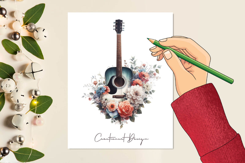 Floral Guitars Clipart Bundle - CraftNest - Digital Crafting and Art