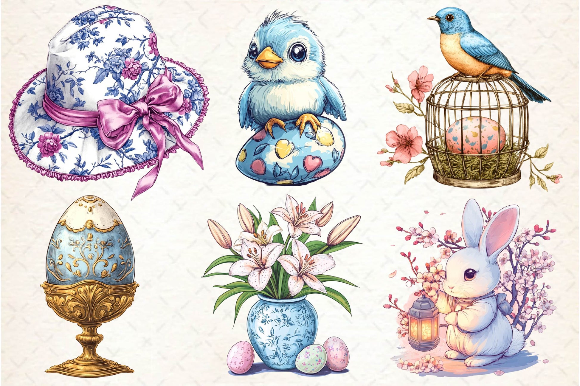 Chinoiserie Easter Clipart Bundle - CraftNest - Digital Crafting and Art