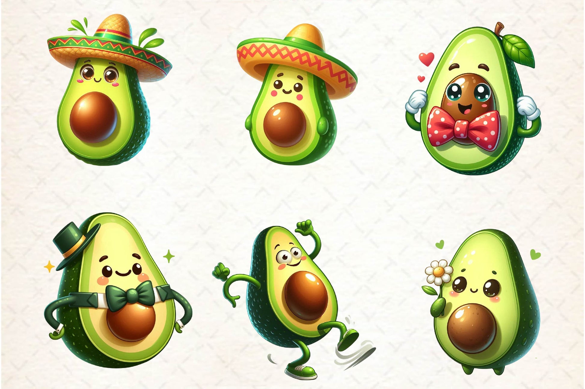 Cute Avocado Clipart Bundle 1 - CraftNest - Digital Crafting and Art