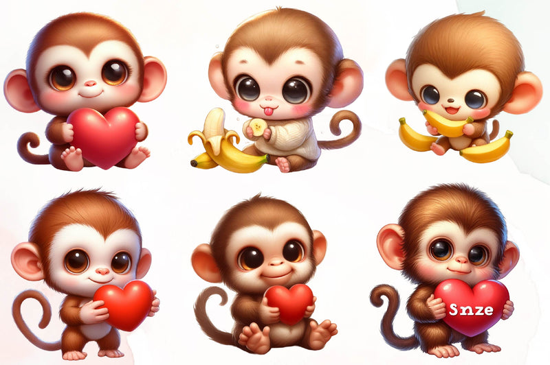 Funny Monkey Clipart Bundle 1 - CraftNest - Digital Crafting and Art