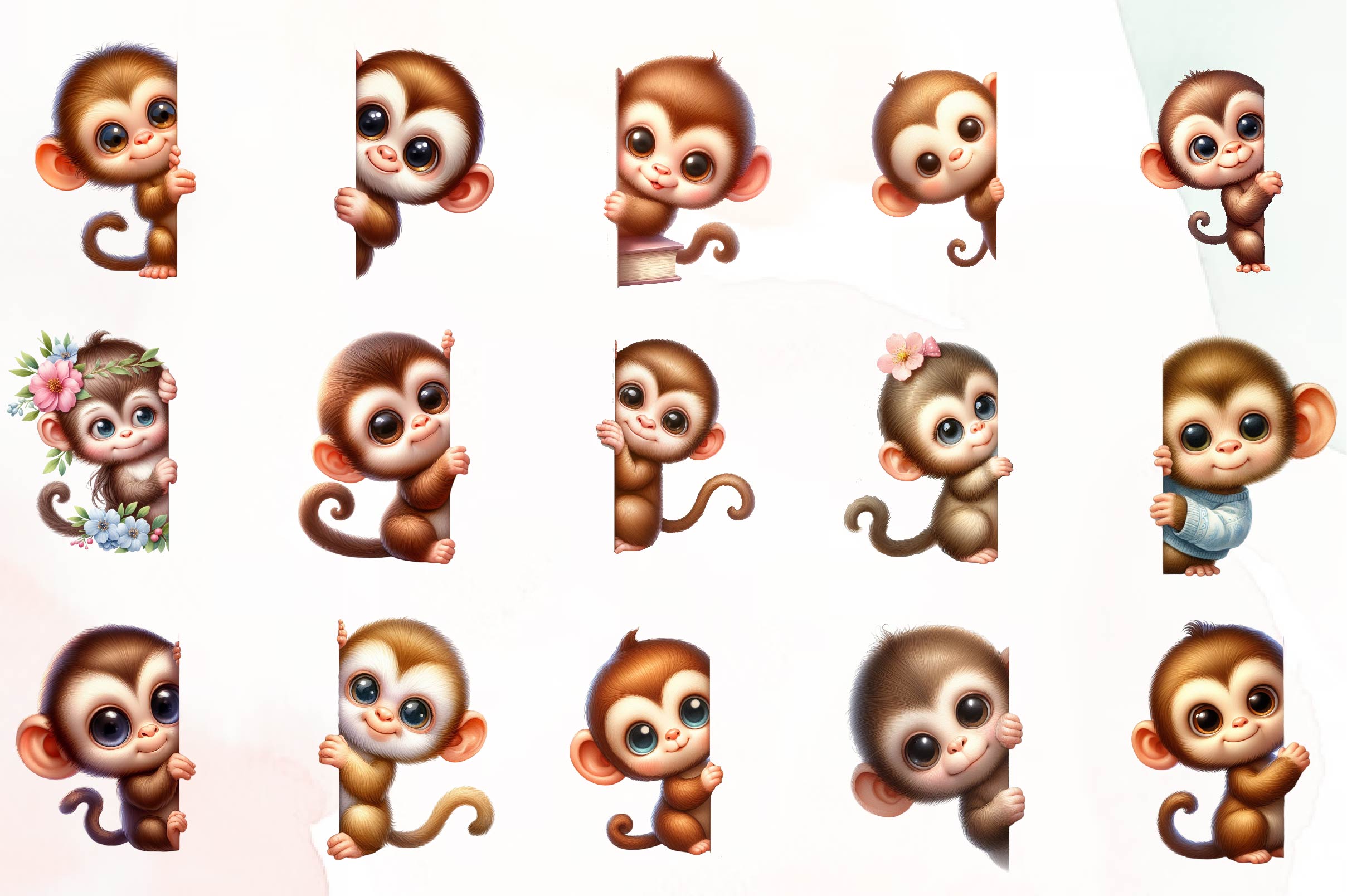 Monkey Peeking Around Corner Clipart Bundle - CraftNest - Digital Crafting and Art