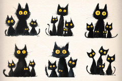 Whimsical Black Cat Clipart Bundle 1 - CraftNest - Digital Crafting and Art