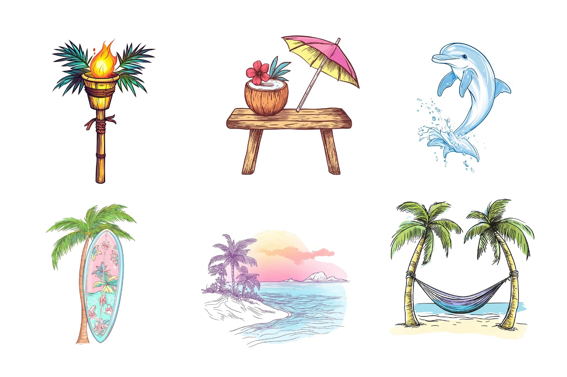 Summer Tropical Island Nature Clipart Bundle - CraftNest - Digital Crafting and Art