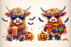 Cute Autumn Highland Cow Clipart Bundle - CraftNest - Digital Crafting and Art