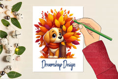 Cute Autumn Dog Clipart Bundle - CraftNest - Digital Crafting and Art