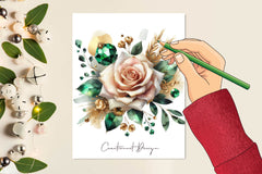 Emerald And Gold Glam Rose Clip Art Clipart Bundle - CraftNest - Digital Crafting and Art