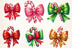 Glitter Christmas Bow Candy Cane Clipart Bundle - CraftNest - Digital Crafting and Art