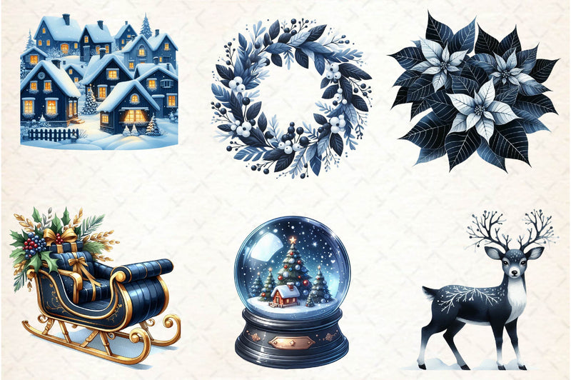 Navy Christmas Clipart Bundle - CraftNest - Digital Crafting and Art