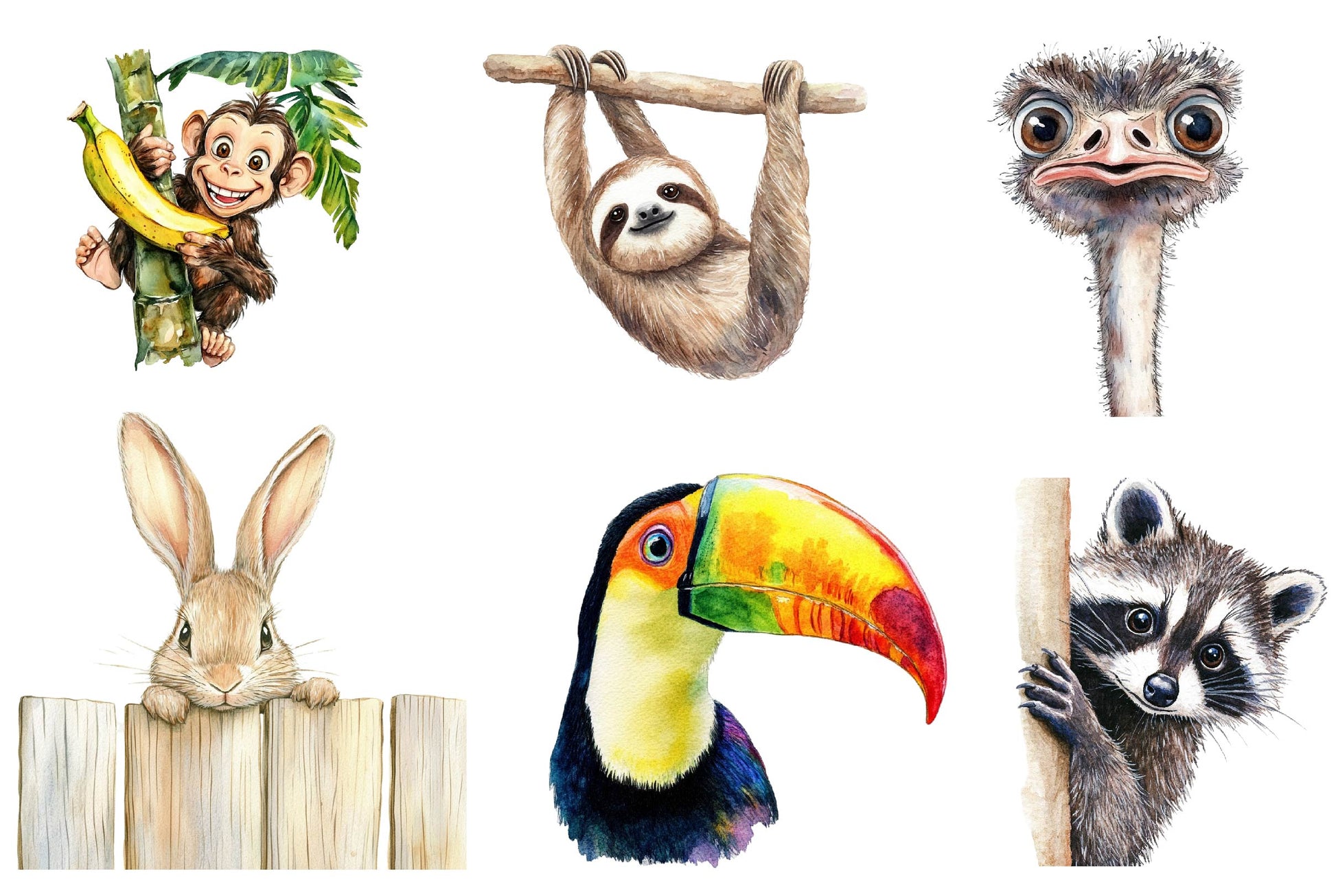 Quirky Animals Peeking Around Corner Clipart Bundle - CraftNest - Digital Crafting and Art