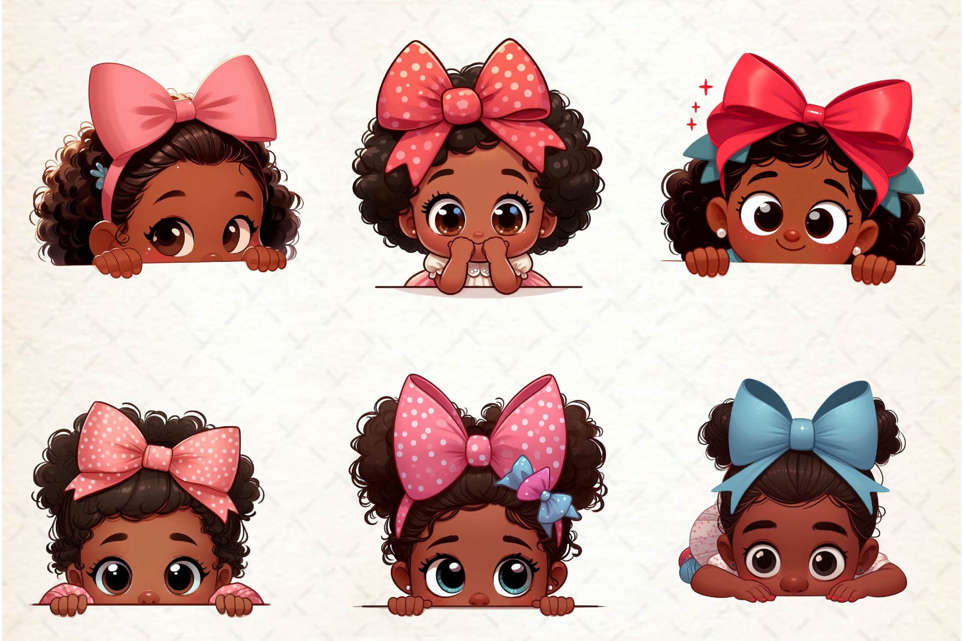 Peeking African American Little Girl Clipart Bundle - CraftNest - Digital Crafting and Art