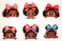 Peeking African American Little Girl Clipart Bundle - CraftNest - Digital Crafting and Art