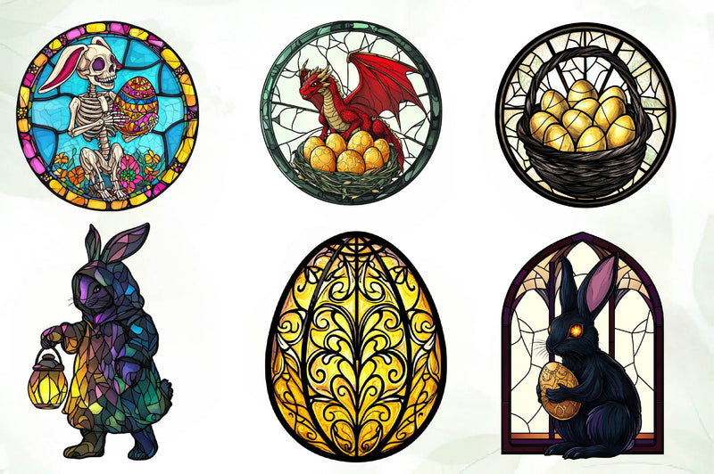 Gothic Round Stained Glass Easter Clipart Bundle - CraftNest - Digital Crafting and Art