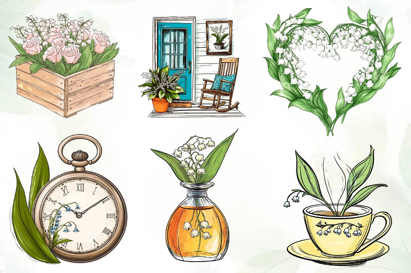 Lily Of The Valley Spring Clipart Bundle - CraftNest - Digital Crafting and Art