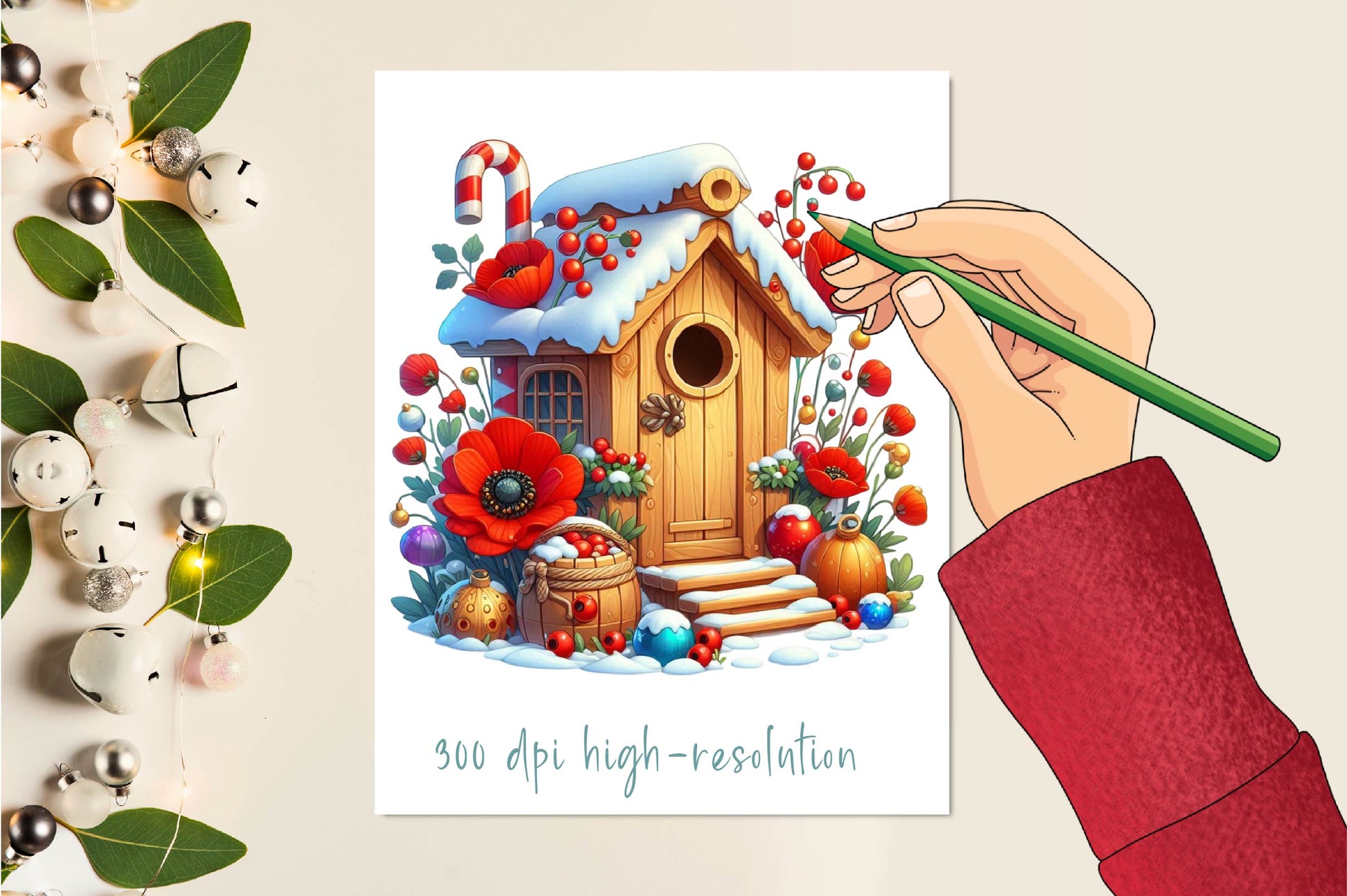 Christmas Wooden Bird House Clipart Bundle - CraftNest - Digital Crafting and Art