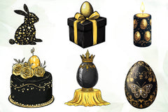 Glitter Luxury Black Easter Clipart Bundle 1 - CraftNest - Digital Crafting and Art