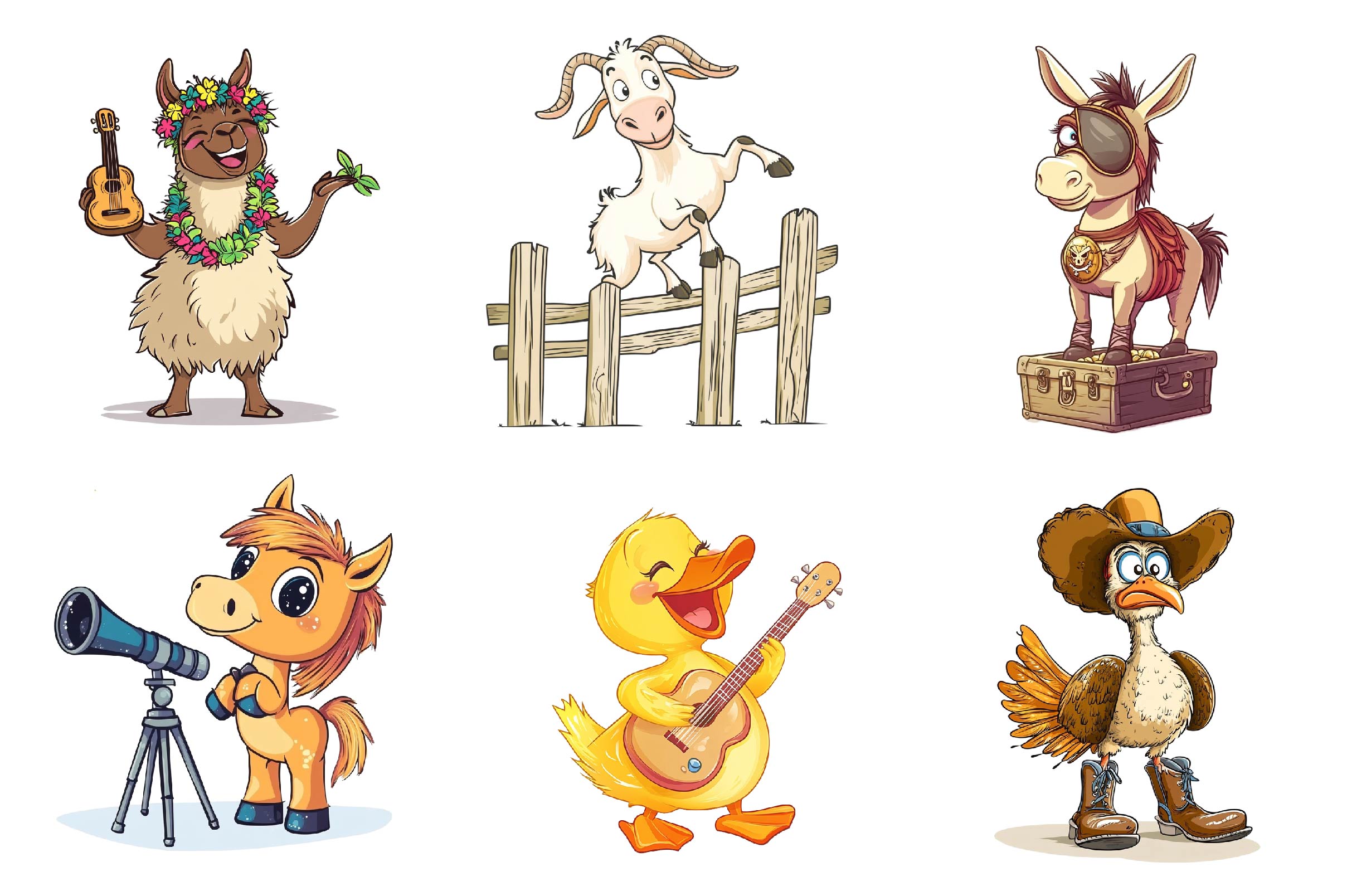Quirky Funny Farm Animals Clipart Bundle - CraftNest - Digital Crafting and Art