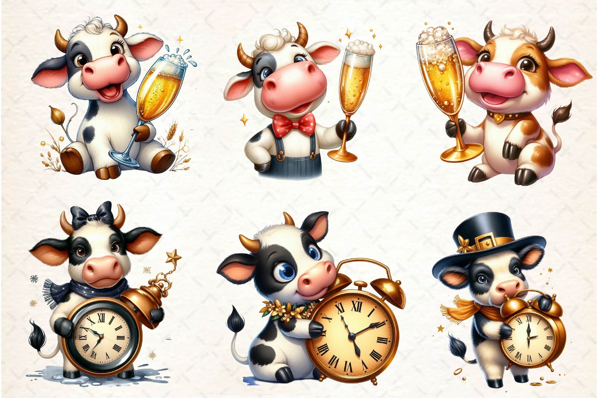 New Year Cow Clipart Bundle - CraftNest - Digital Crafting and Art