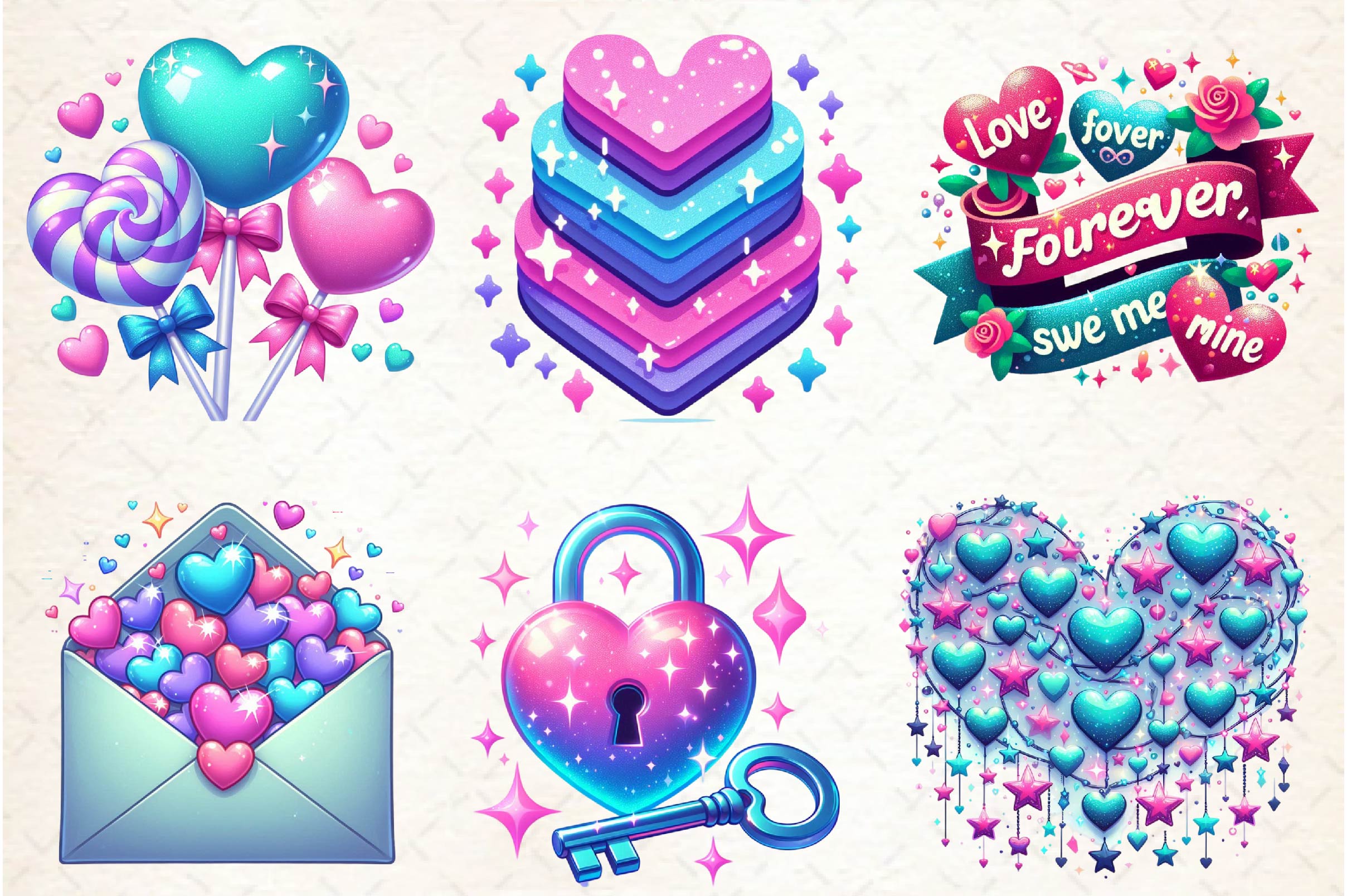 Glittery Valentine Clipart Bundle 1 - CraftNest - Digital Crafting and Art
