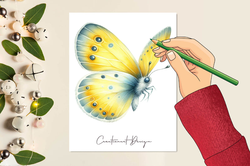 Yellow Butterfly Floral Clipart Bundle - CraftNest - Digital Crafting and Art