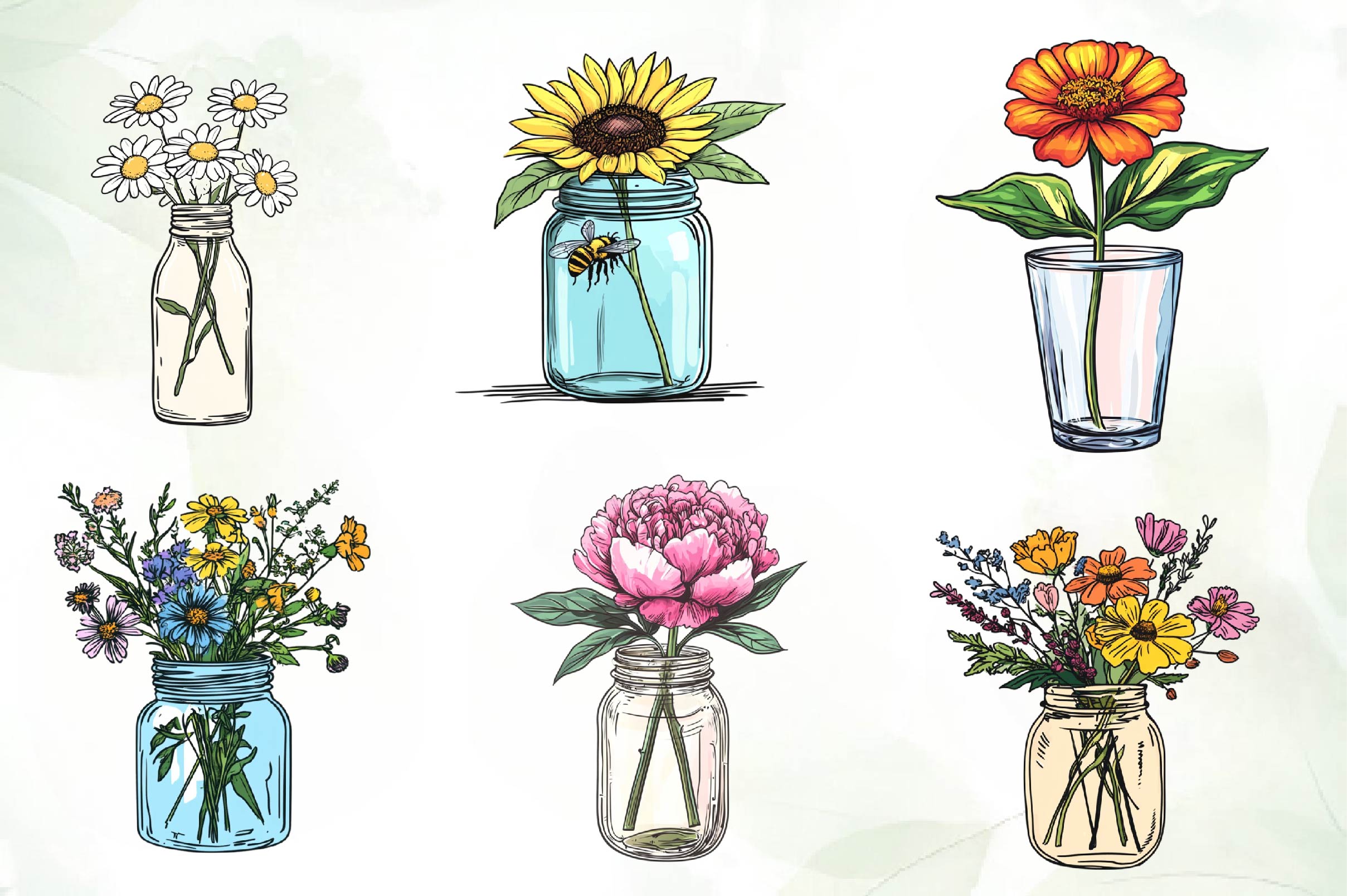 Flower In Jar Clipart Bundle - CraftNest - Digital Crafting and Art