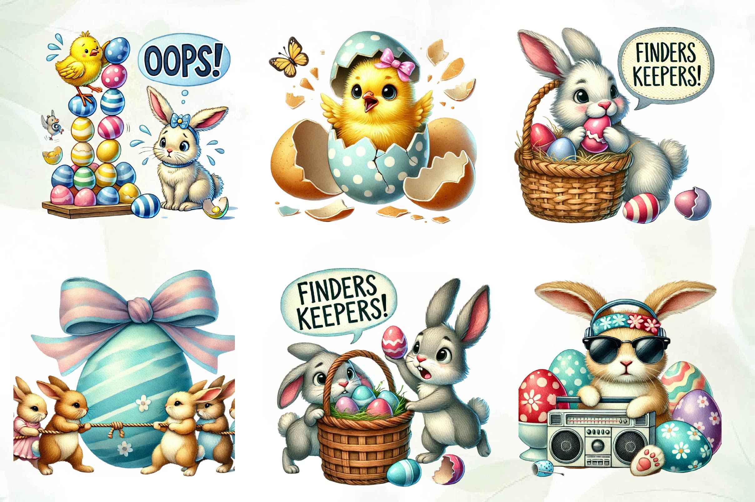 Comic Easter Day Clipart Bundle - CraftNest - Digital Crafting and Art