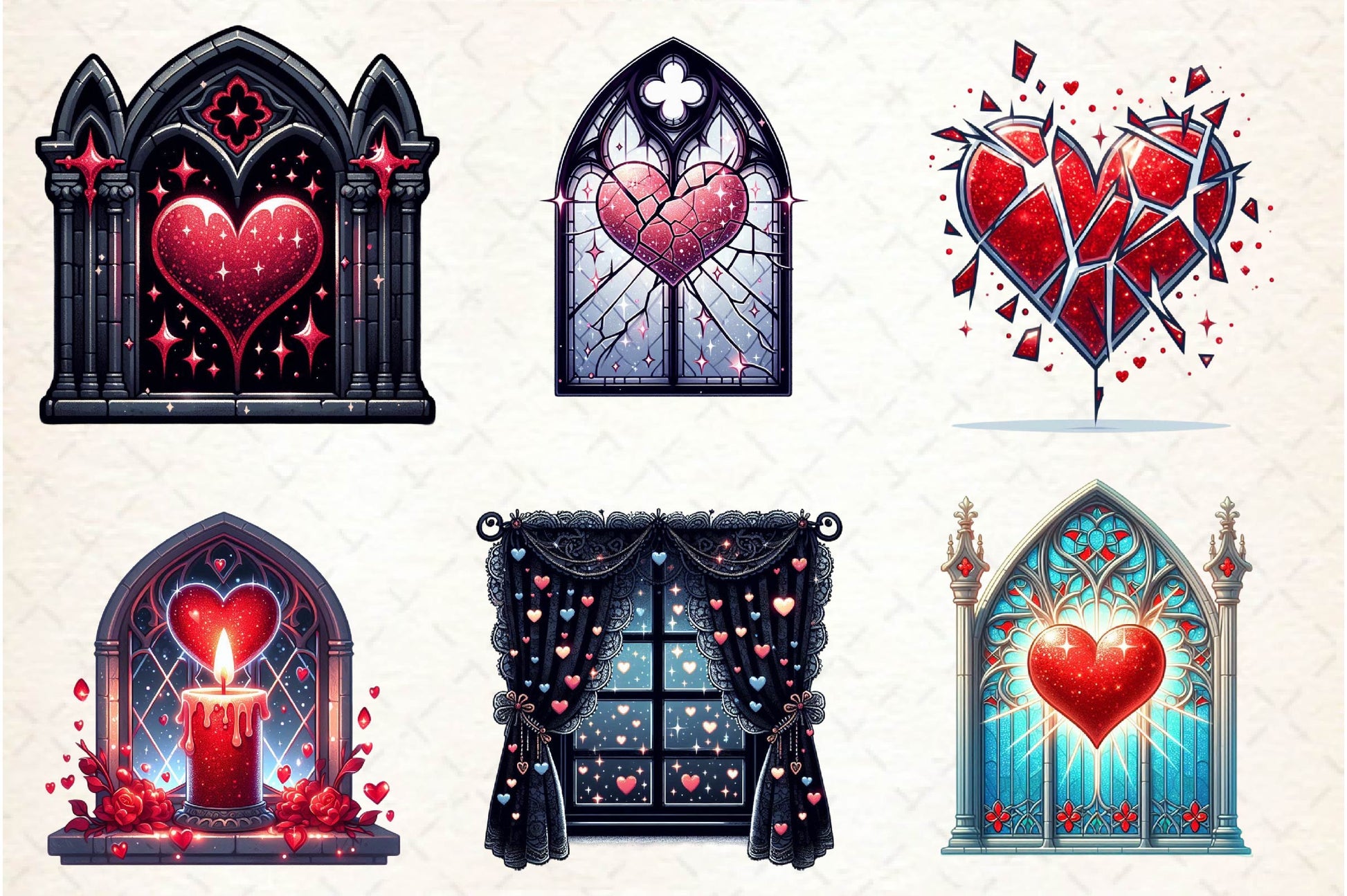 Valentine Gothic Windows Clipart Bundle - CraftNest - Digital Crafting and Art