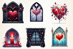 Valentine Gothic Windows Clipart Bundle - CraftNest - Digital Crafting and Art