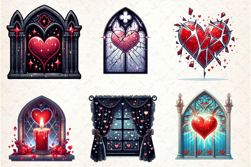 Valentine Gothic Windows Clipart Bundle - CraftNest - Digital Crafting and Art