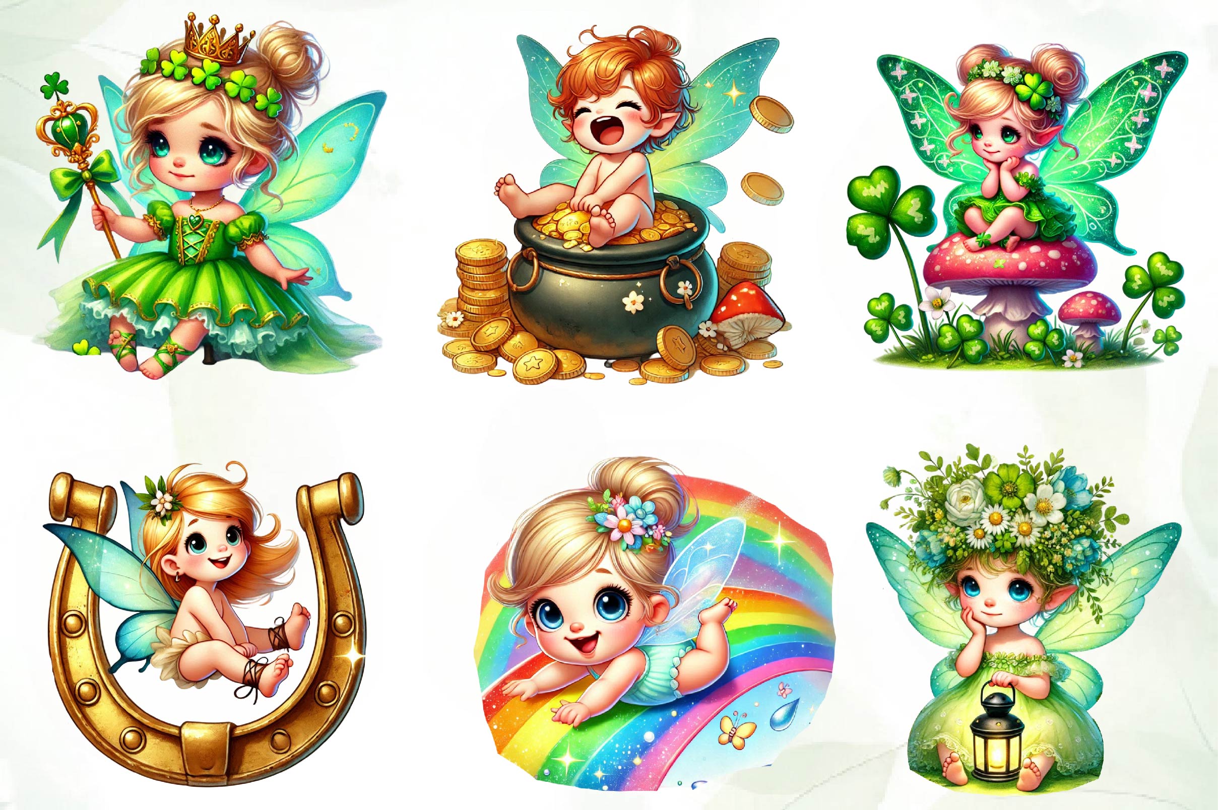 St Patricks Day Cute Fairy Girl Clipart Bundle - CraftNest - Digital Crafting and Art