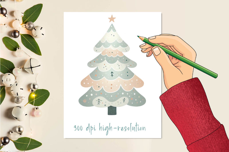Nordic Christmas Tree Clipart Bundle - CraftNest - Digital Crafting and Art