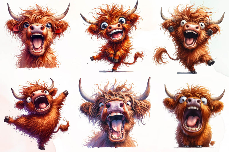 Highland Cow Clipart Bundle 1 - CraftNest - Digital Crafting and Art