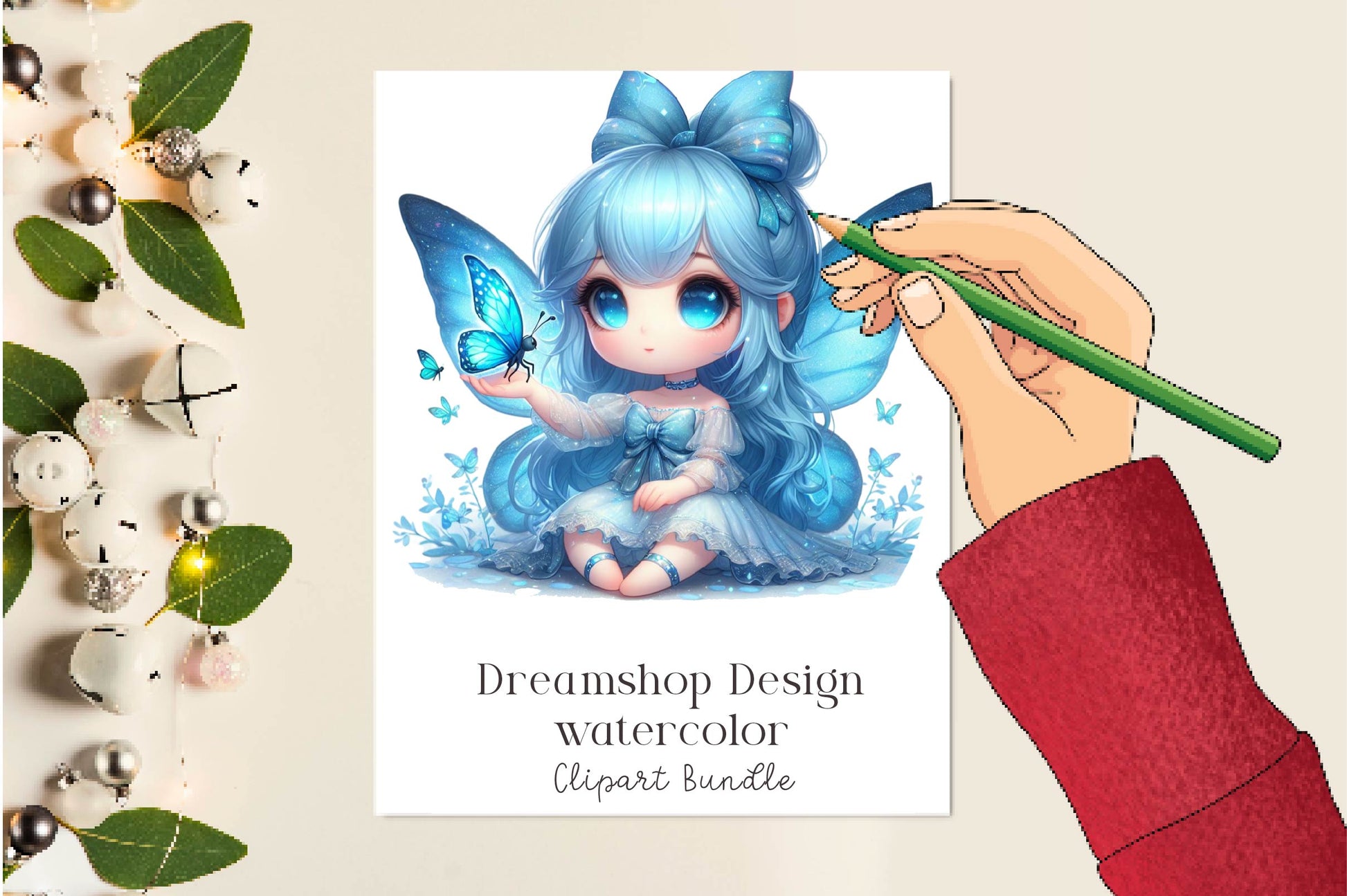 Cute Fairy With Butterfly Clipart Bundle - CraftNest - Digital Crafting and Art