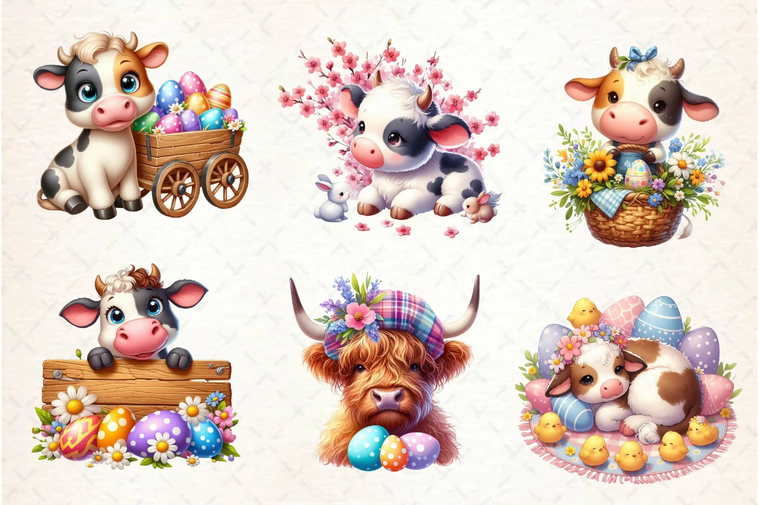 Easter Cow Clipart Bundle - CraftNest - Digital Crafting and Art