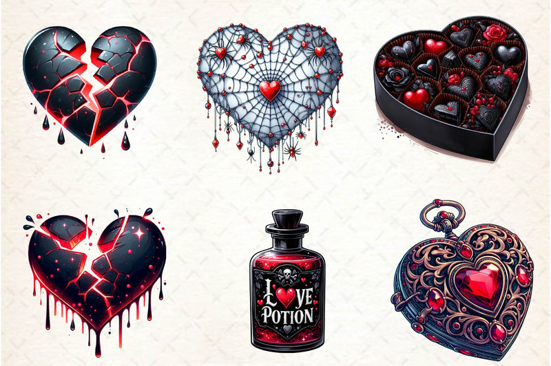 Gothic Valentines Day Clipart Bundle - CraftNest - Digital Crafting and Art