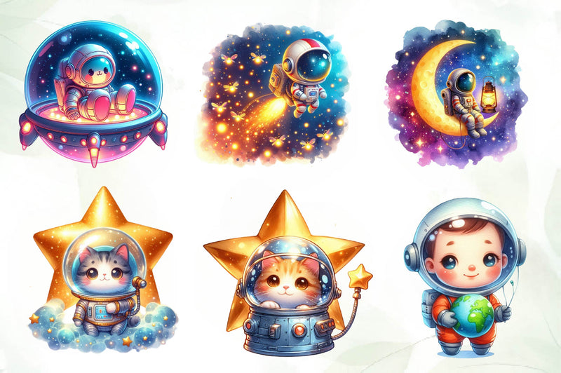 Astronaut Space Clipart Bundle 1 - CraftNest - Digital Crafting and Art