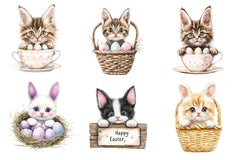 Easter Bunny Cat Peeking Clipart Bundle - CraftNest - Digital Crafting and Art