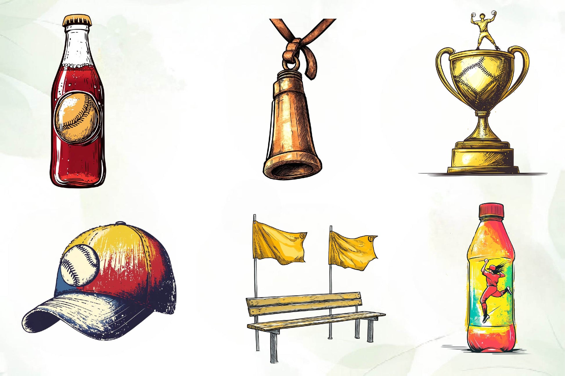 Vintage Softball Clipart Bundle - CraftNest - Digital Crafting and Art