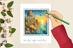 Travel Postage Stamp Clipart Bundle - CraftNest - Digital Crafting and Art