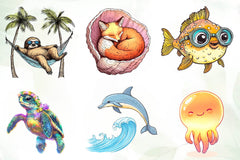 Beachy Summer Animals Clipart Bundle - CraftNest - Digital Crafting and Art