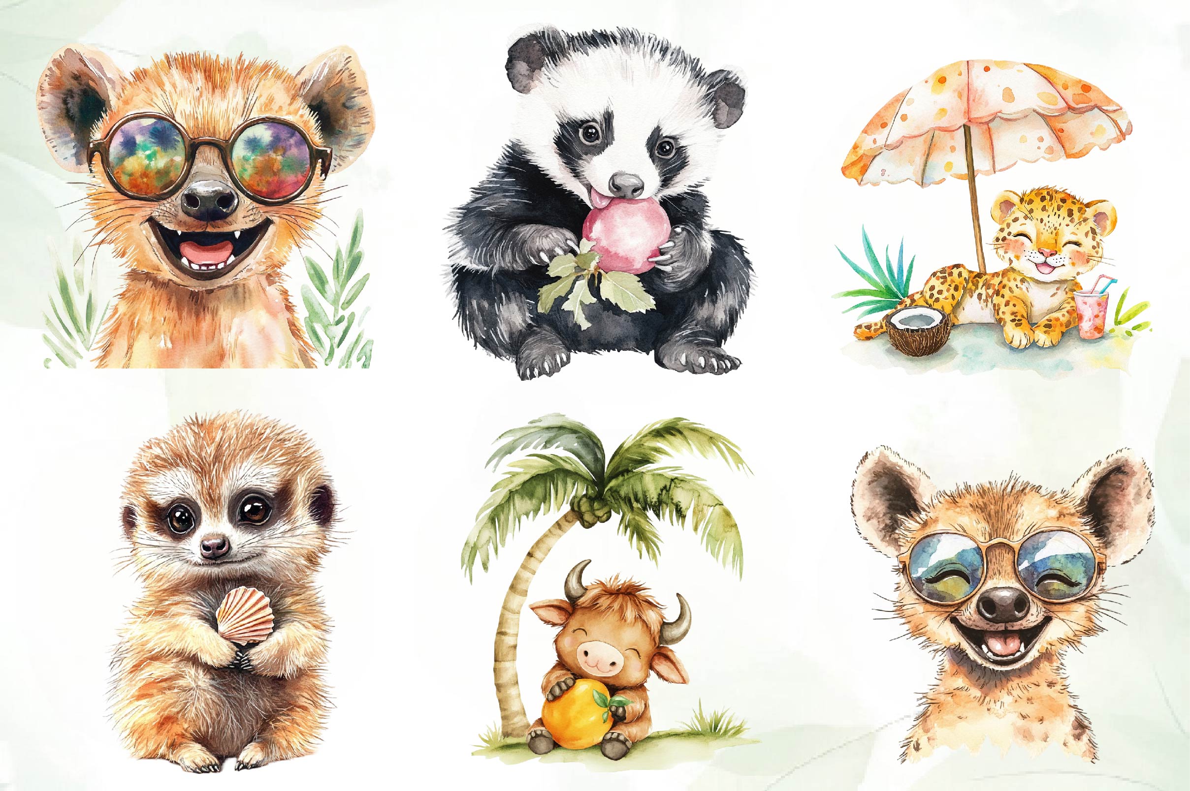 Cute Summer Safari Animals Clipart Bundle - CraftNest - Digital Crafting and Art