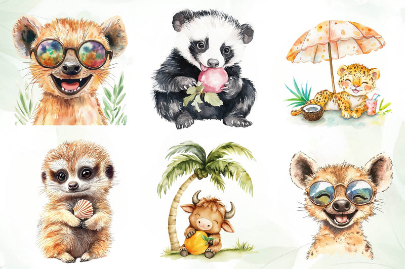Cute Summer Safari Animals Clipart Bundle - CraftNest - Digital Crafting and Art