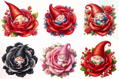 Cute Gnome Rose Clipart Bundle - CraftNest - Digital Crafting and Art