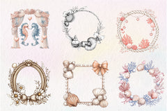 Coquette Coastal Summer Frame Clipart Bundle - CraftNest - Digital Crafting and Art
