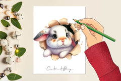 Bunny Peeks Out Of A Hole Clipart Bundle - CraftNest - Digital Crafting and Art